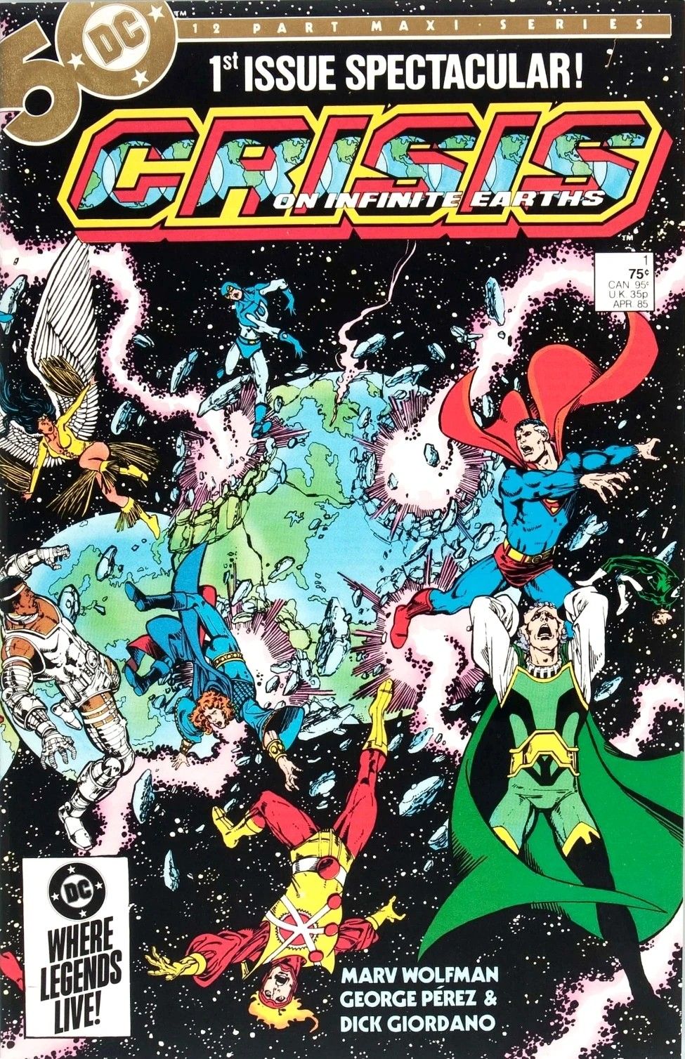 A Liga da Justiça está perdida no espaço na capa de Crisis On Infinite Earths #1