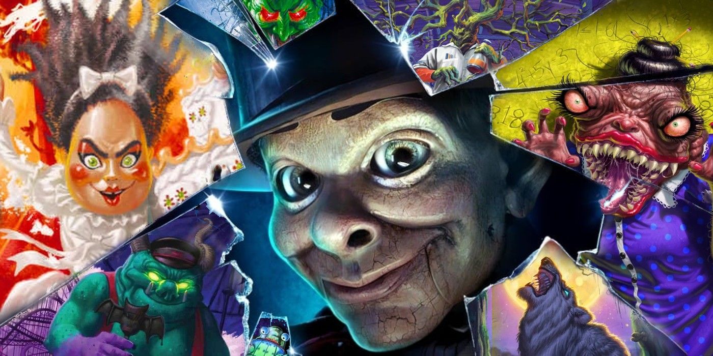 Slappy from Disney's Goosebumps surrounded by book covers. 