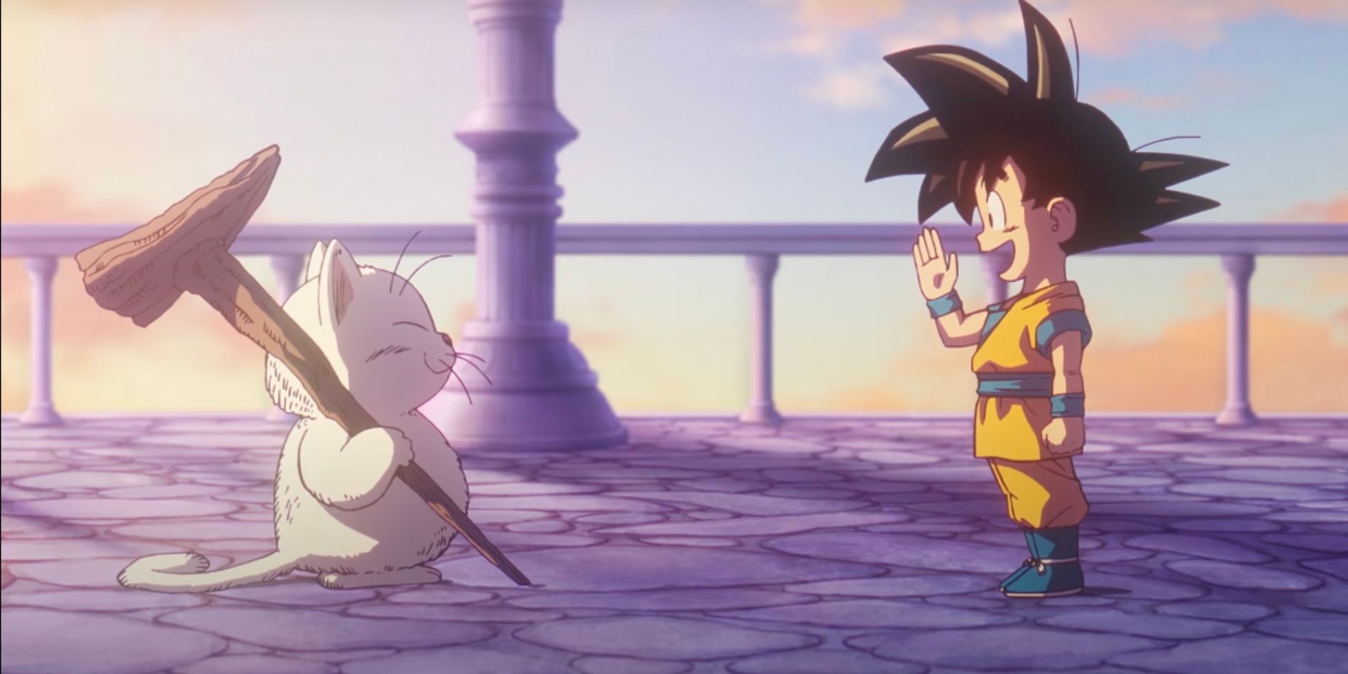 Kid Goku greets Korin in Dragon Ball Daima