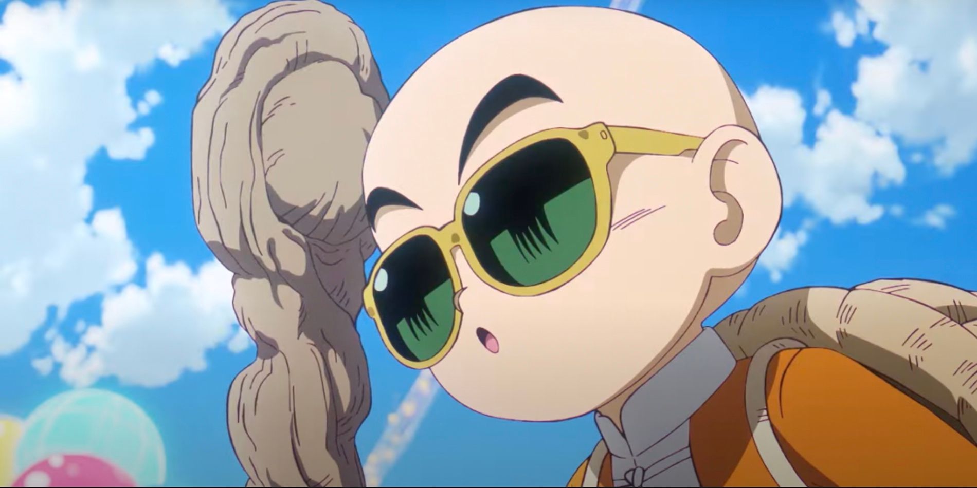 Kid Master Roshi with sunglasses and staff in Dragon Ball Daima