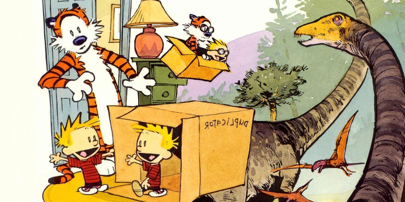 A collage of the Duplicator and Time Machine from Calvin and Hobbes