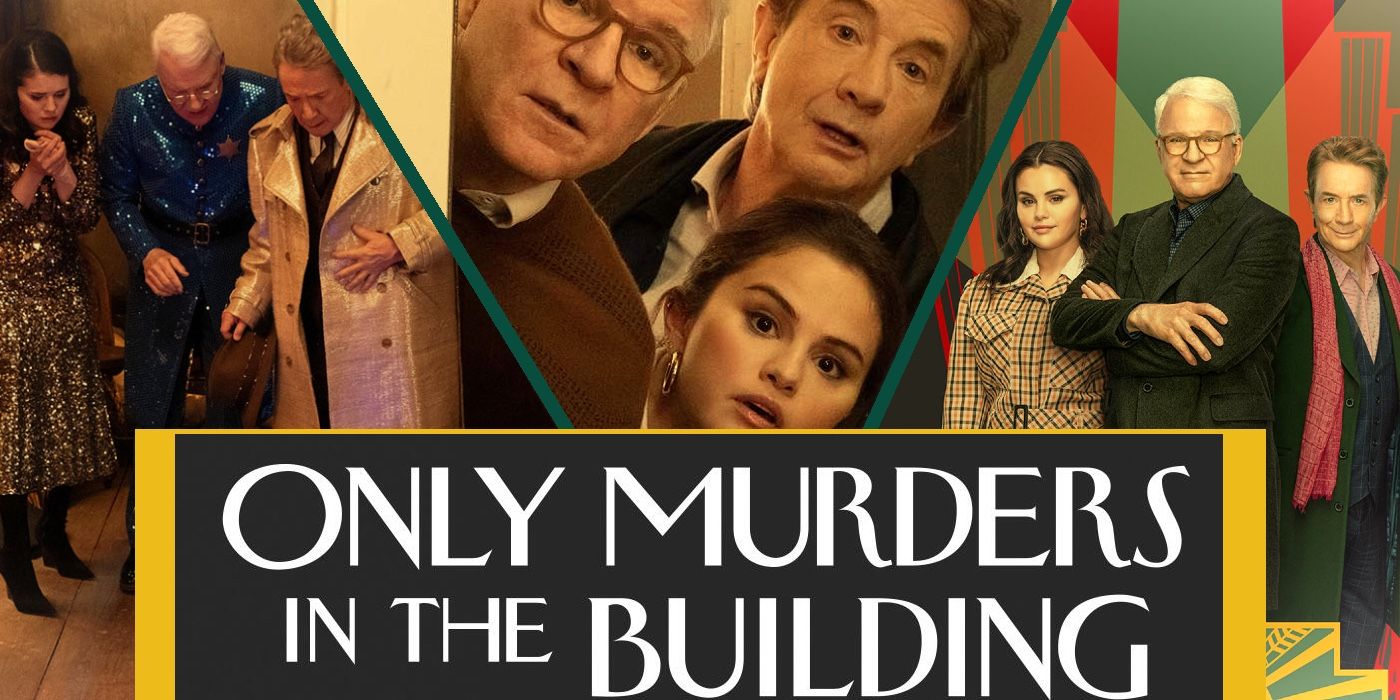 Three pictures of Mabel Mora, Charles Haden-Savage, and Oliver Putnam from Only Murders in the Building Season 3. 