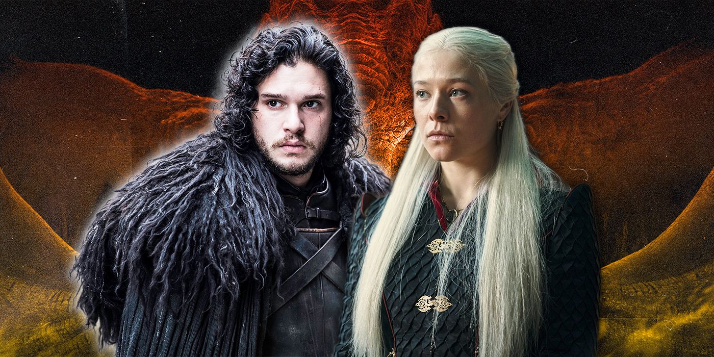 Jon Snow from Game of Thrones and Rhaenyra Targaryen from House of the Dragon
