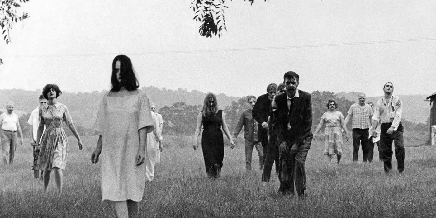 George A Romero's Night of the Living Dead zombies in a field
