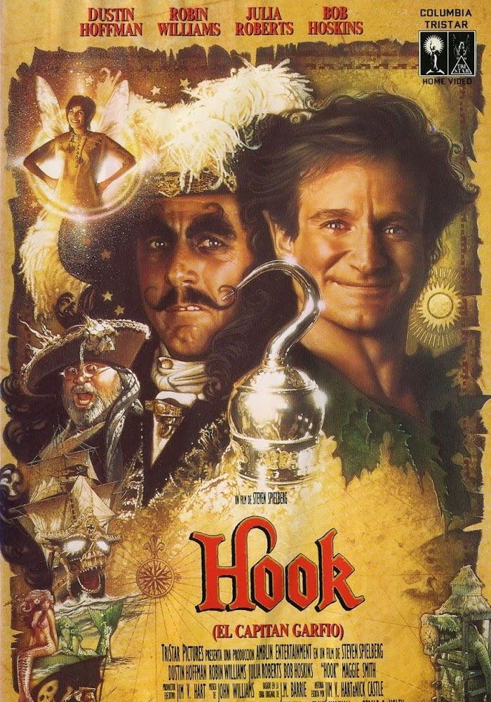 Hook movie poster featuring Dustin  Hoffman and Robin Williams