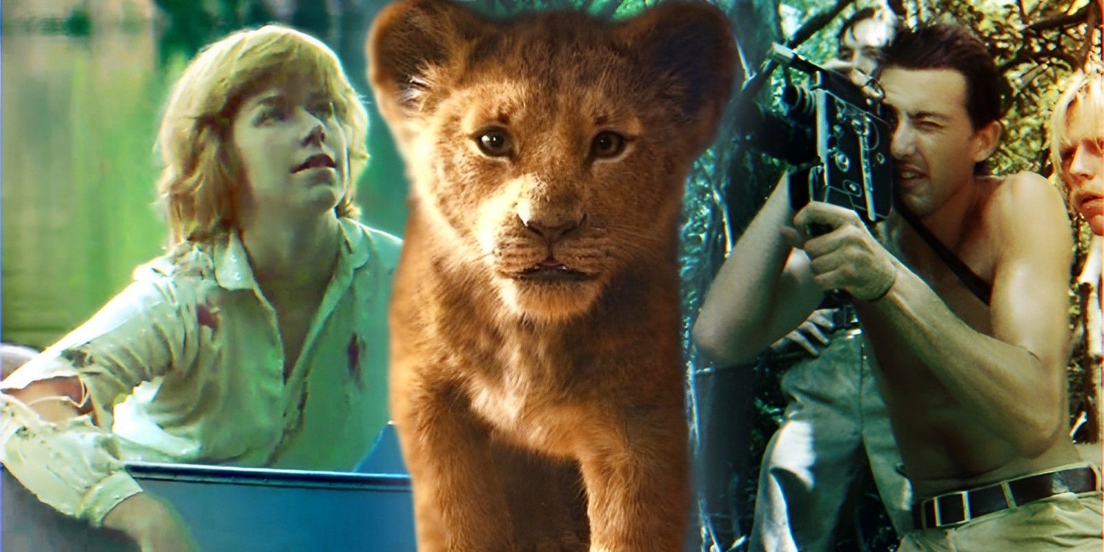 Friday the 13th’s Alice in boat and scene from Cannibal Holocaust with CGI Simba from The Lion King.