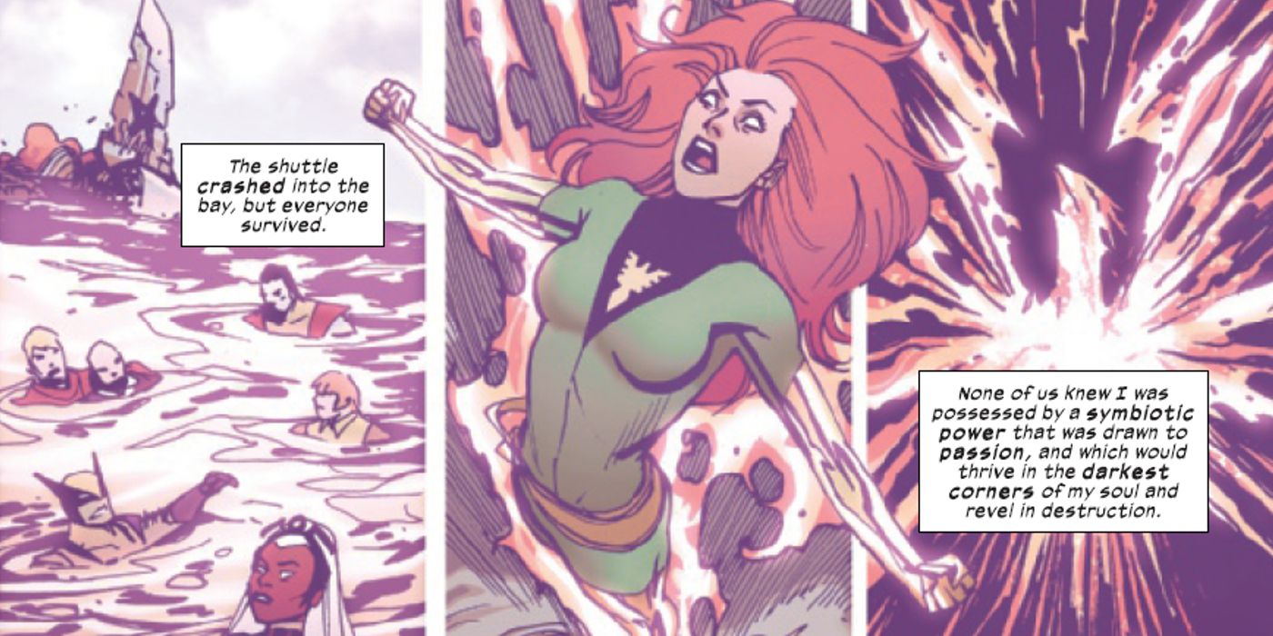 Jean Grey revivendo sua primeira vez como hospedeira da Força Fênix na Terra