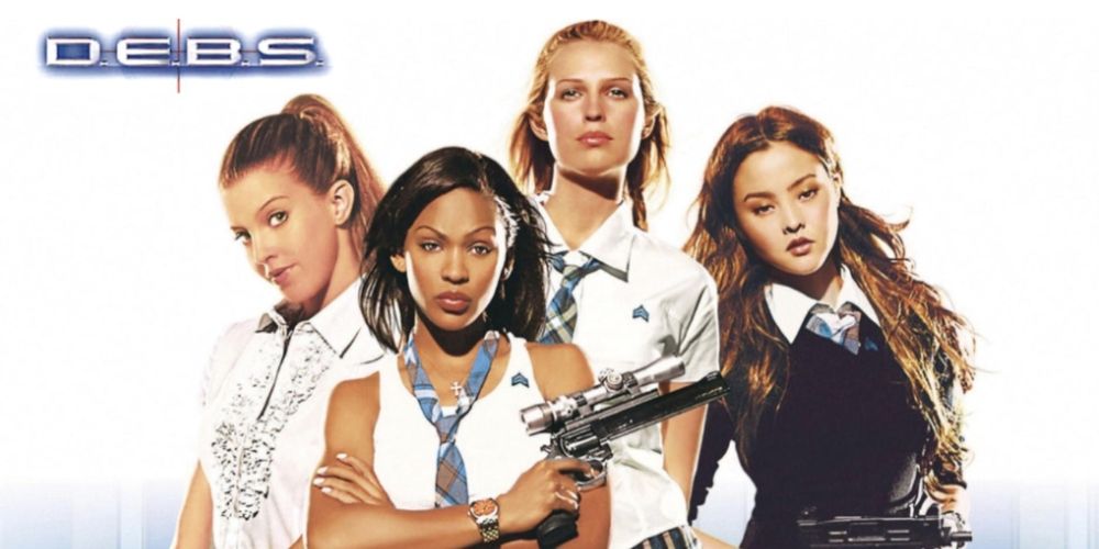 Jill Ritchie as Janet, Meagan Good as Max, Sara Foster as Amy and Devon Aoki as Dominique in D.E.B.S