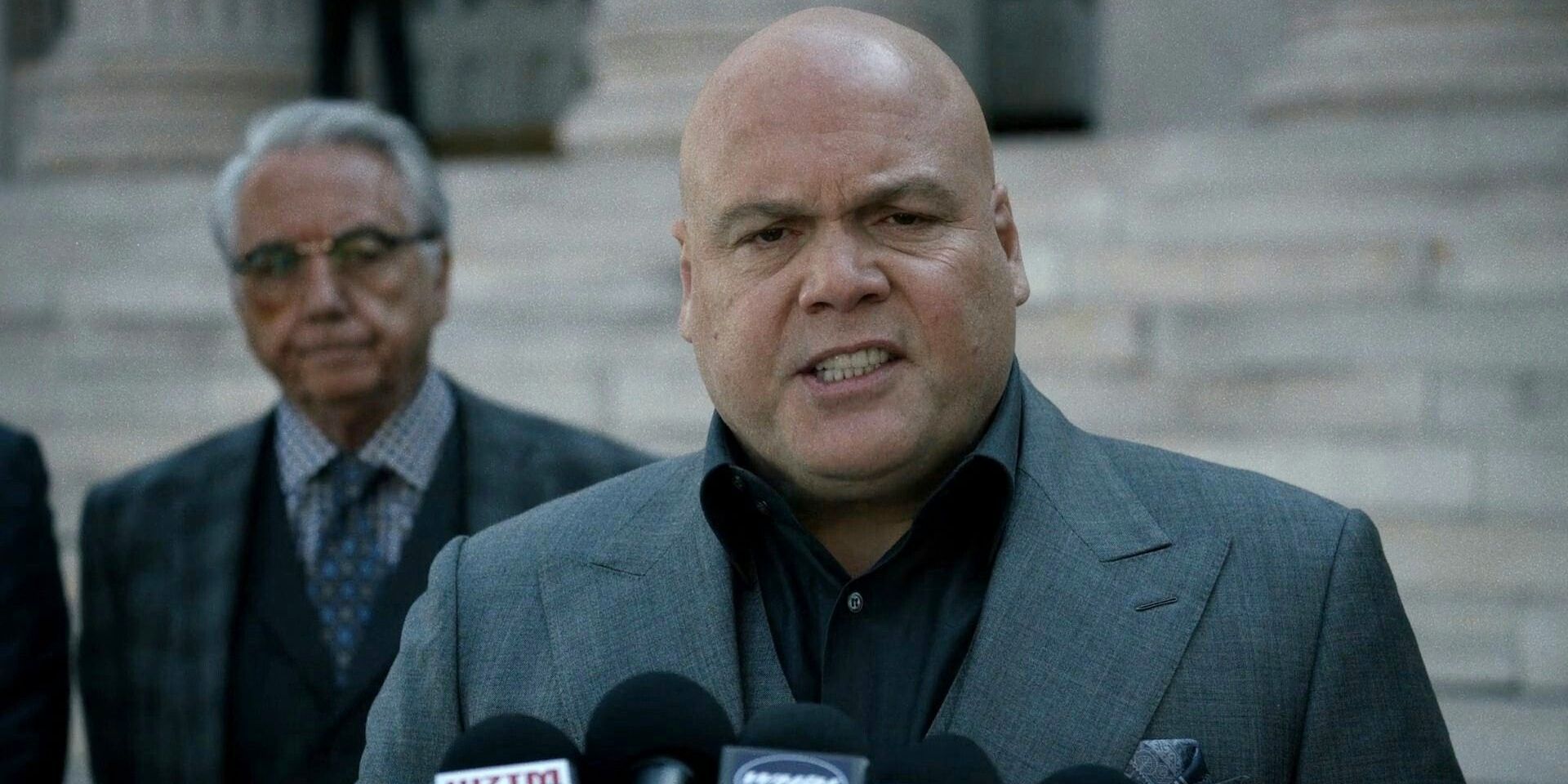 Vincent D'onofrio's Kingpin speaks during a press conference in the MCU