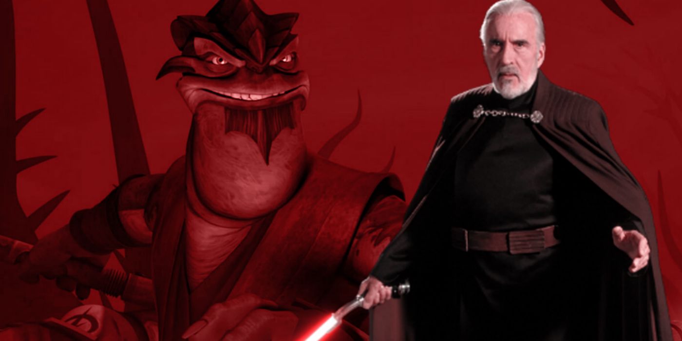 Jedi Master Pong Krell and Count Dooku from Star Wars: The Clone Wars under a red filter