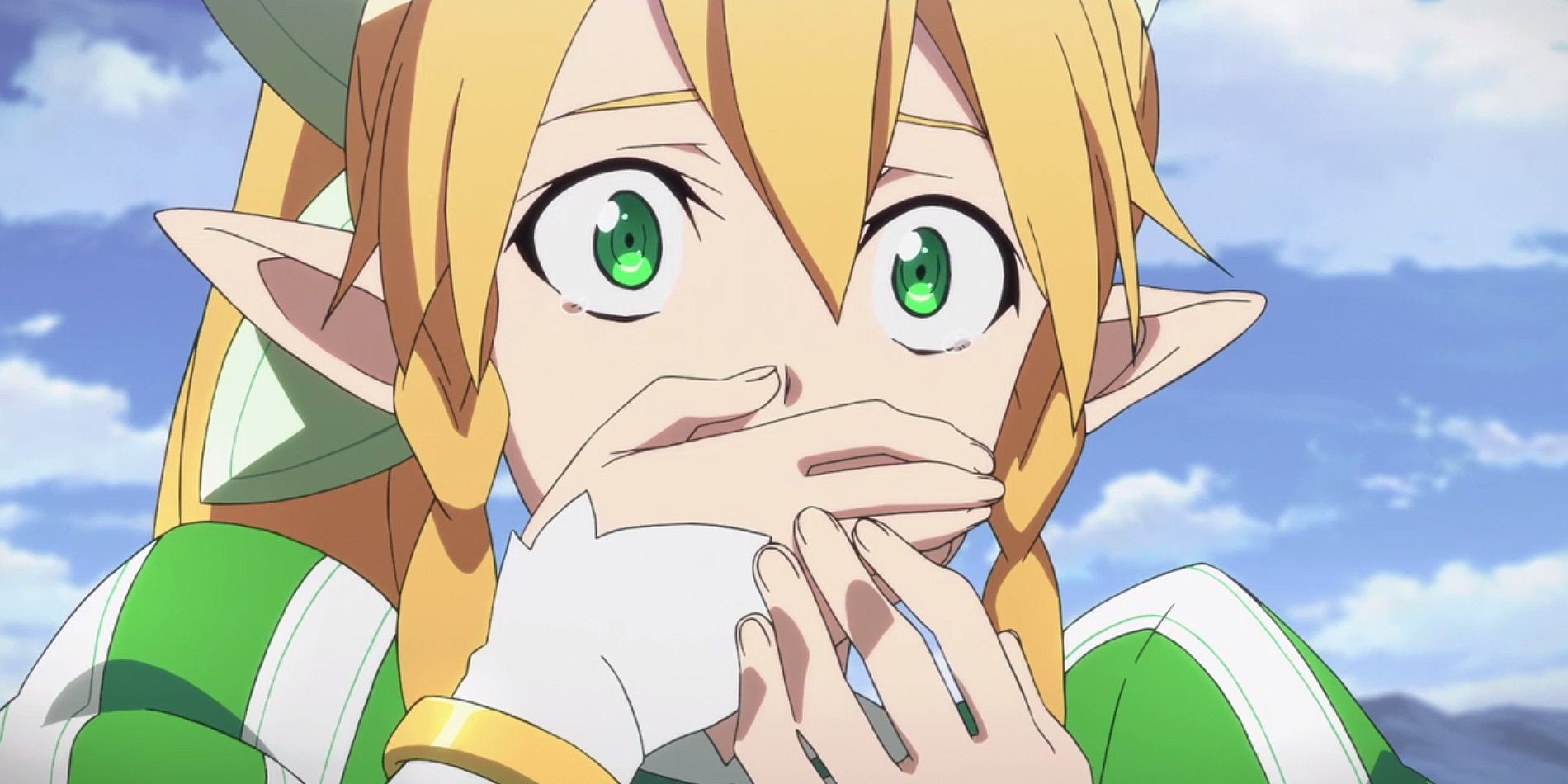 Leafa in shock in the Sword Art Online anime TV series. 