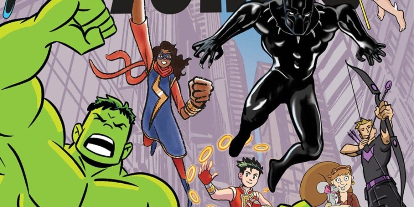 Cover art from Marvel Super Stories shows cartoon Hulk, Ms. Marvel and Black Panther