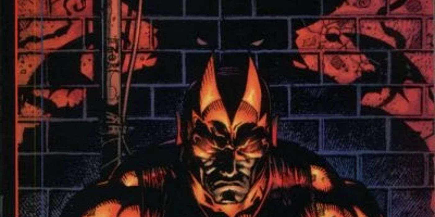 daredevil in front of a brick wall as his shadow turns into a demon on the cover of marvels comics group beware the dare-devil 1