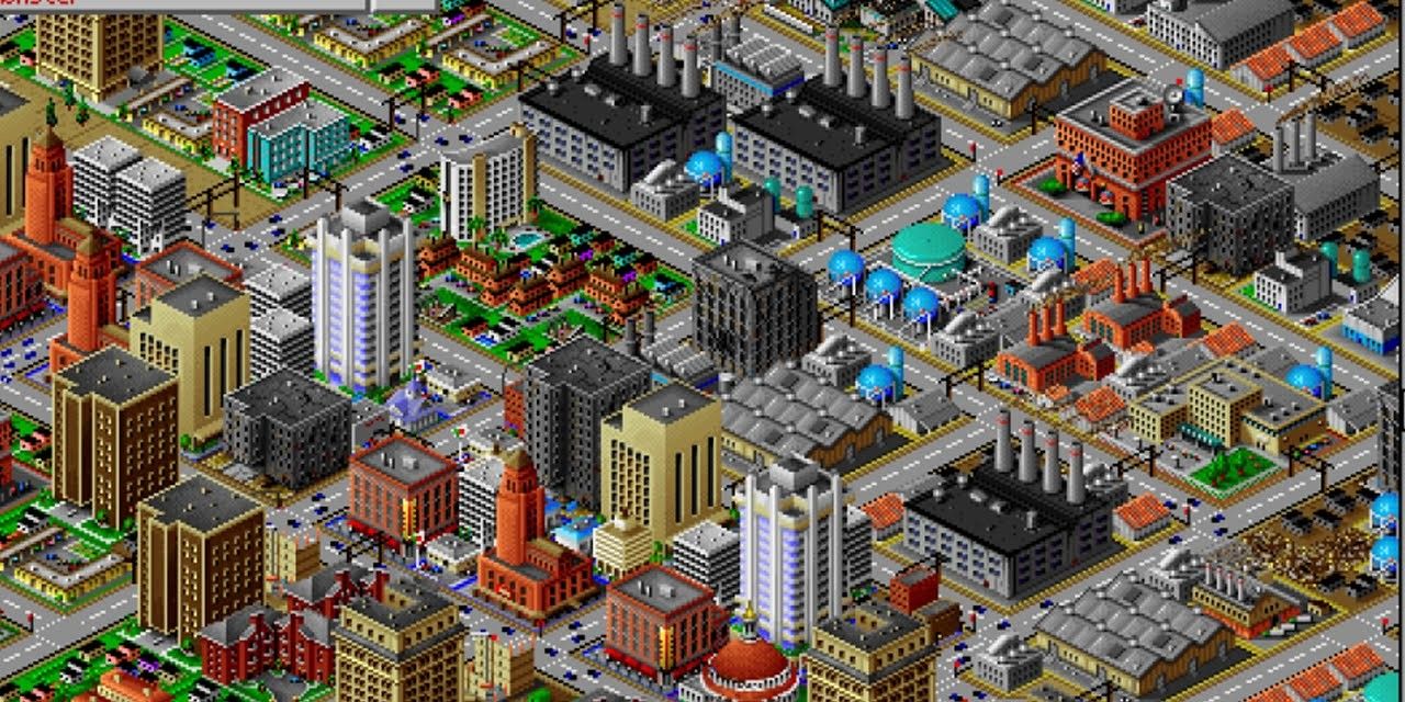 Крупный план шумного города из SimCity 2000.