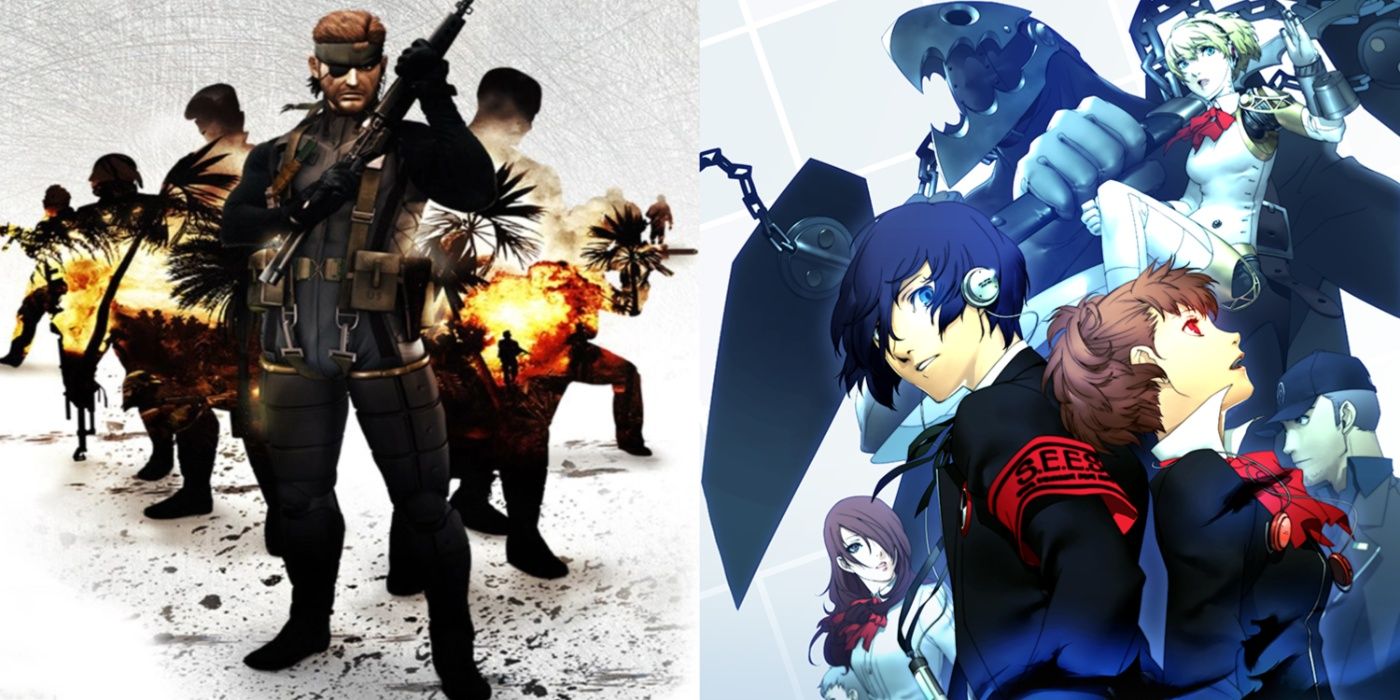 Split image of Metal Gear Solid: Portable Ops and Persona 3 Portable key art.