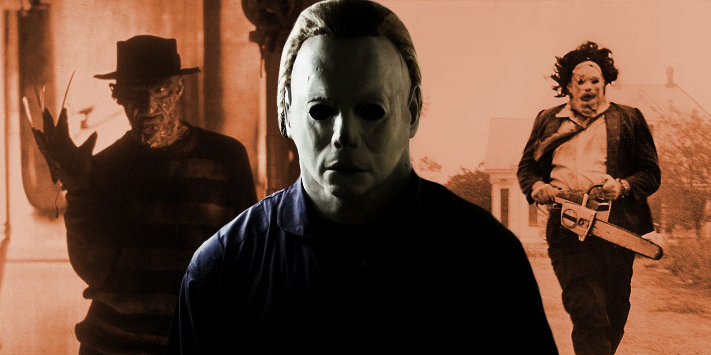 split image: Michael Myers, Freddy Krueger and Leatherface in horror movies