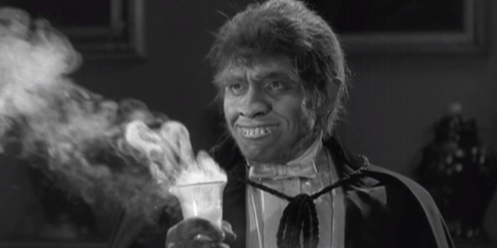 Mr Hyde holding a potion in Dr Jekyll and Mr Hyde