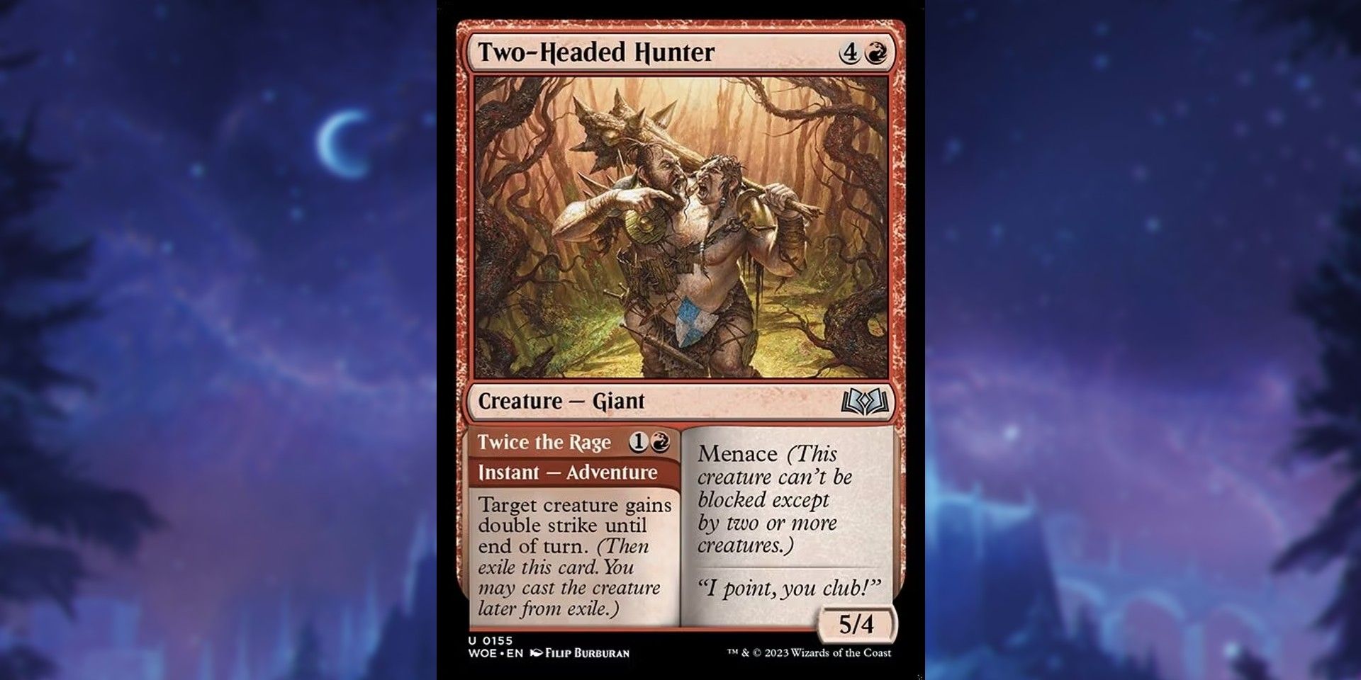 Two-Headed Hunter card from Magic: The Gathering's Wilds of Eldraine