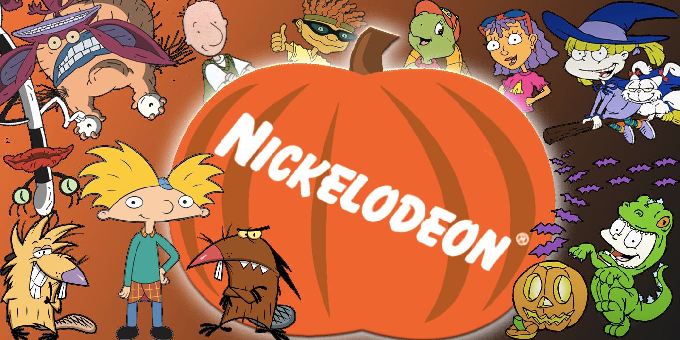 Nickelodeon icons surround a pumpkin to celebrate Halloween
