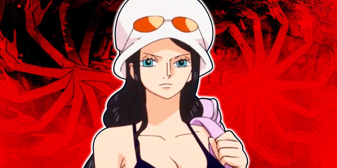 One Piece's Nico Robin with her ability displayed in the red background