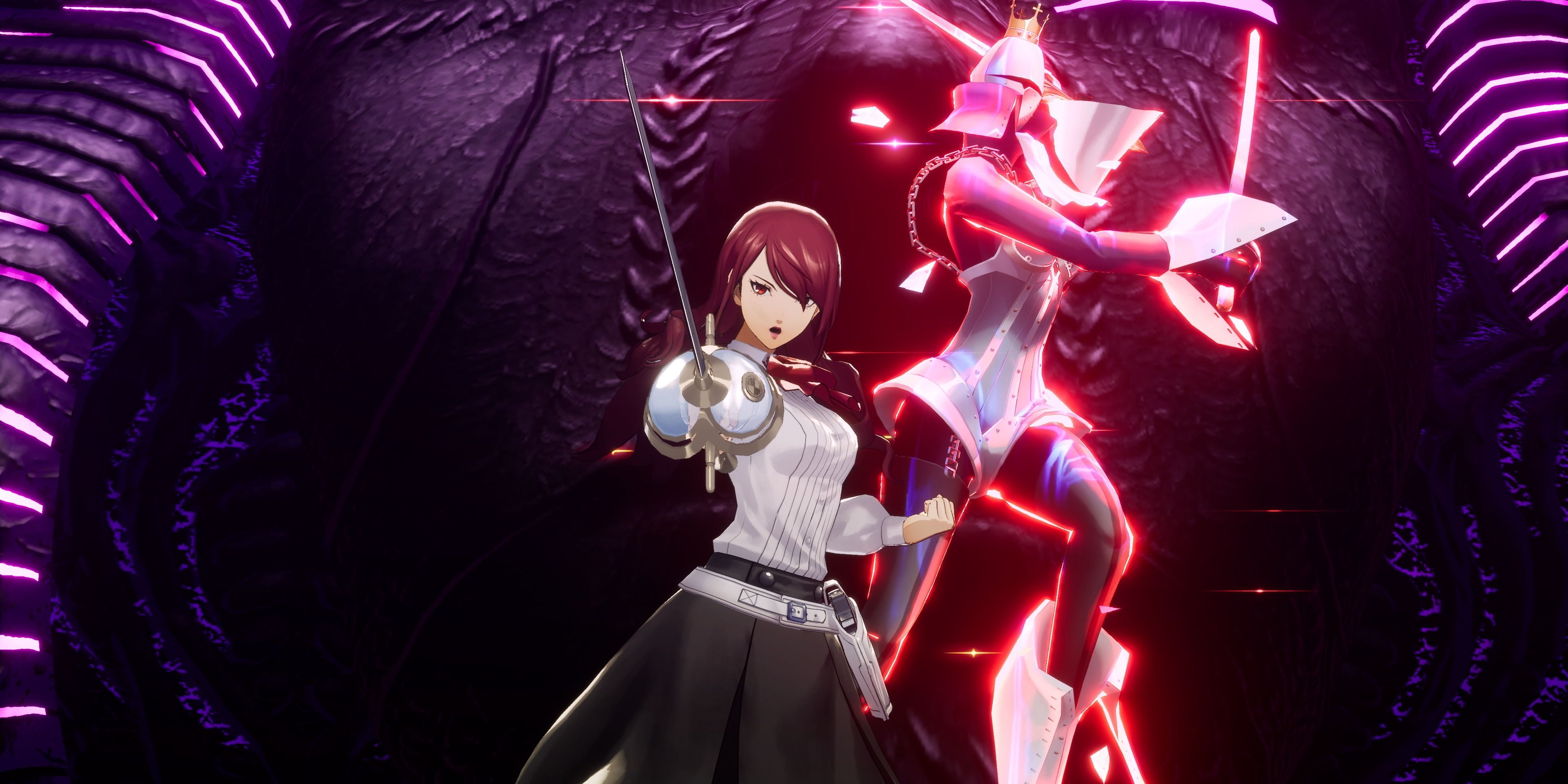 Mitsuru Kirijo of Persona 3 Reload wielding a sword with her Persona