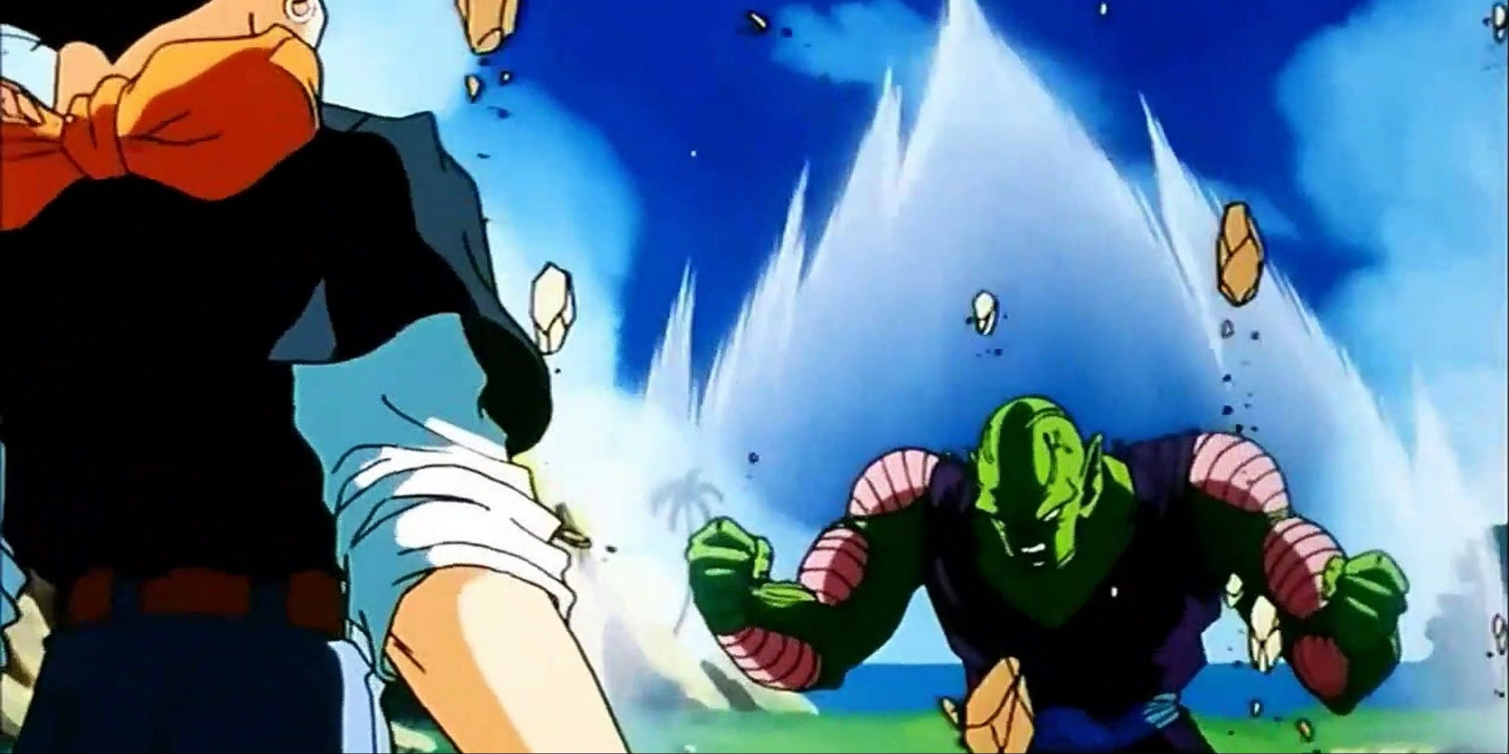 Piccolo se fortalece para lutar contra o Android 17 em Dragon Ball Z.