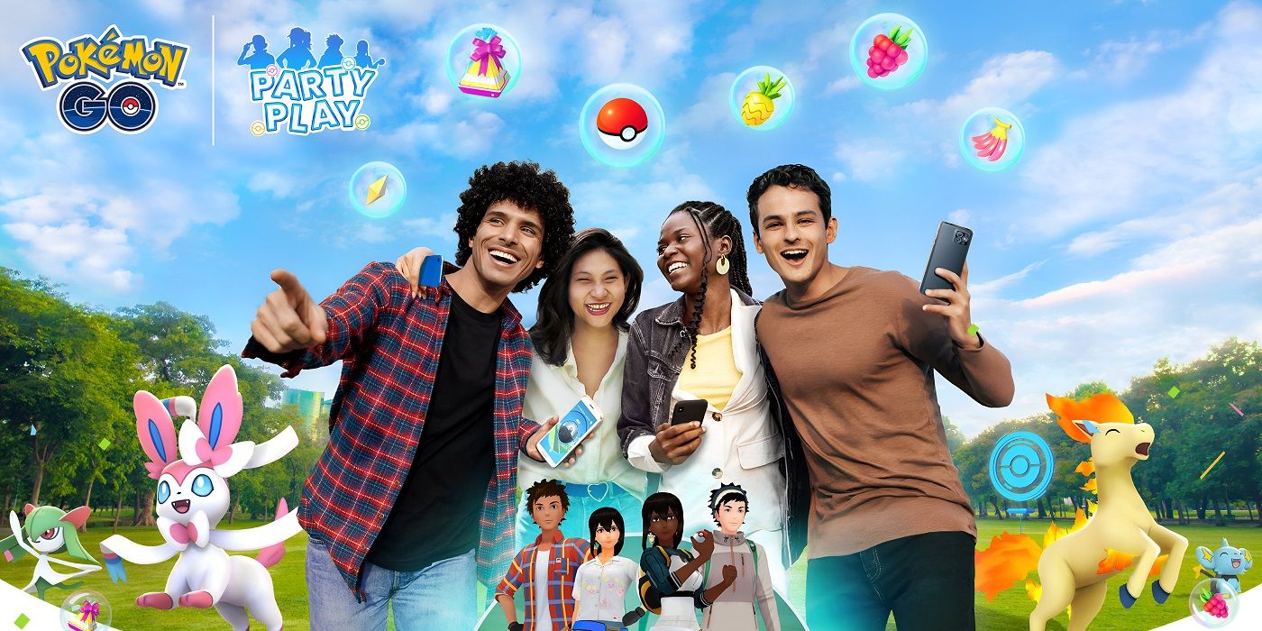 Pokémon GO Party Play promo graphic.