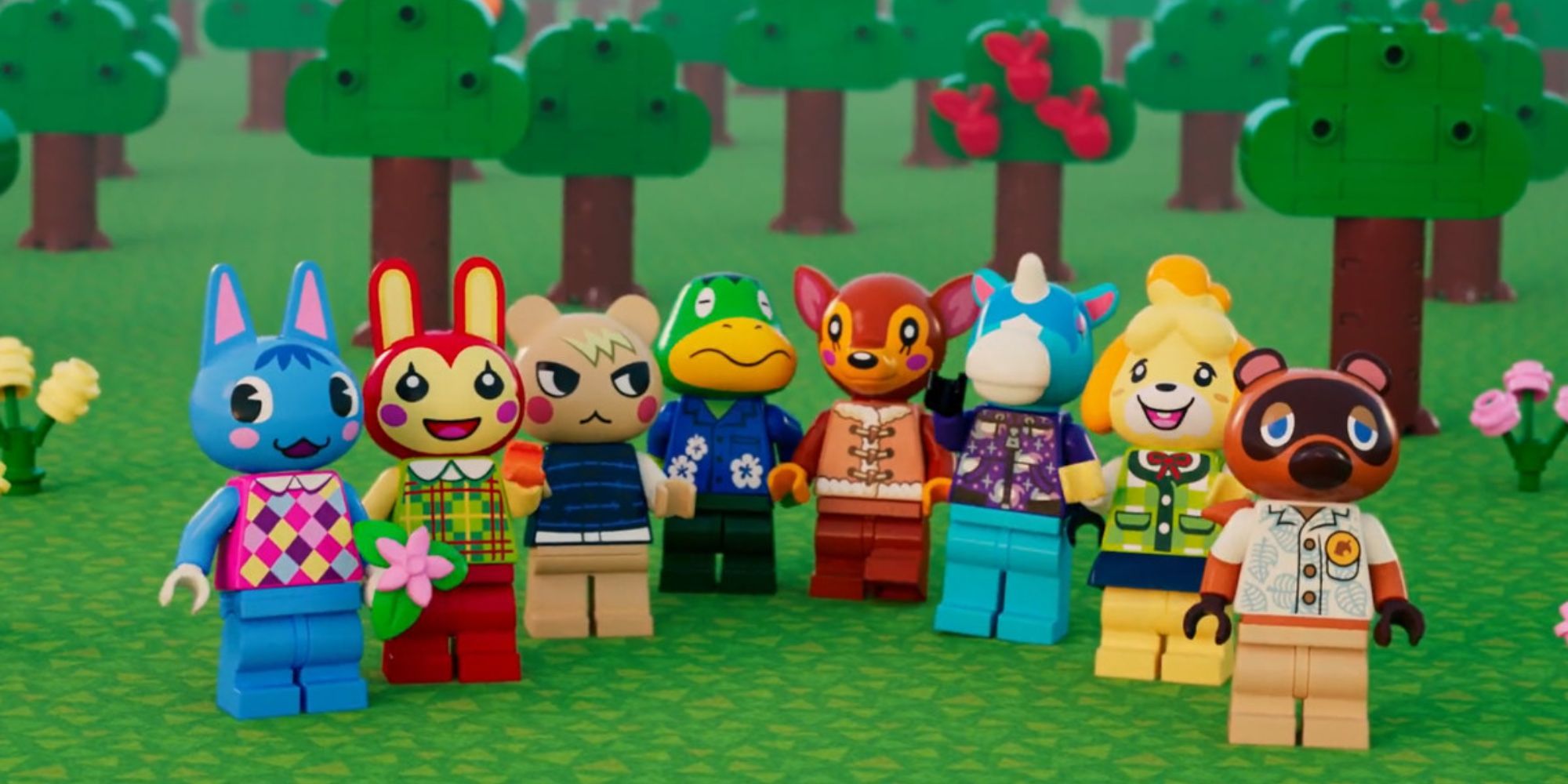 Lego Animal Crossing Set featuring characters such as Isabelle and Tom Nook