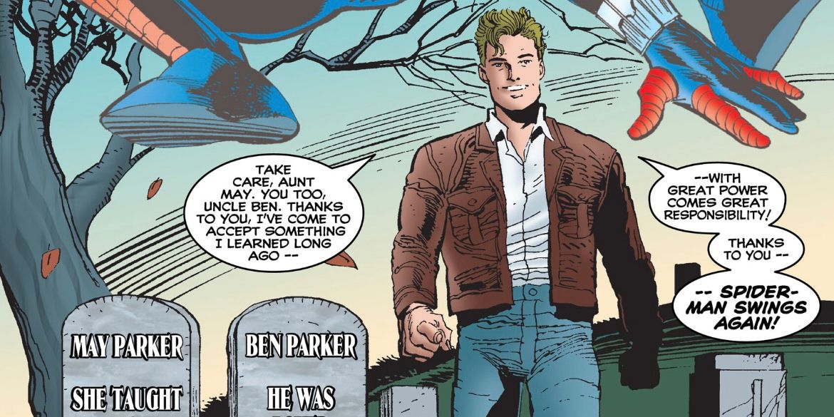Ben Reilly Walks Away from Uncle Ben's Grave in Marvel Comics