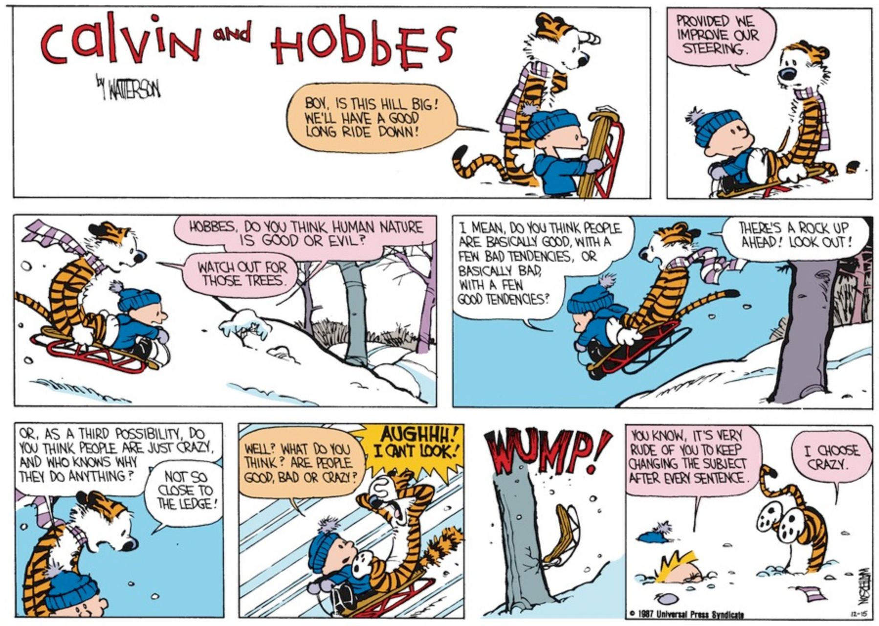 Sledding in Calvin and Hobbes