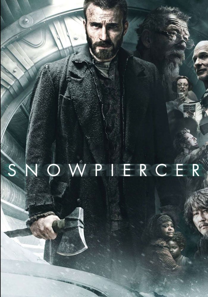 Pôster do filme Snowpiercer com uma colagem de seus personagens principais