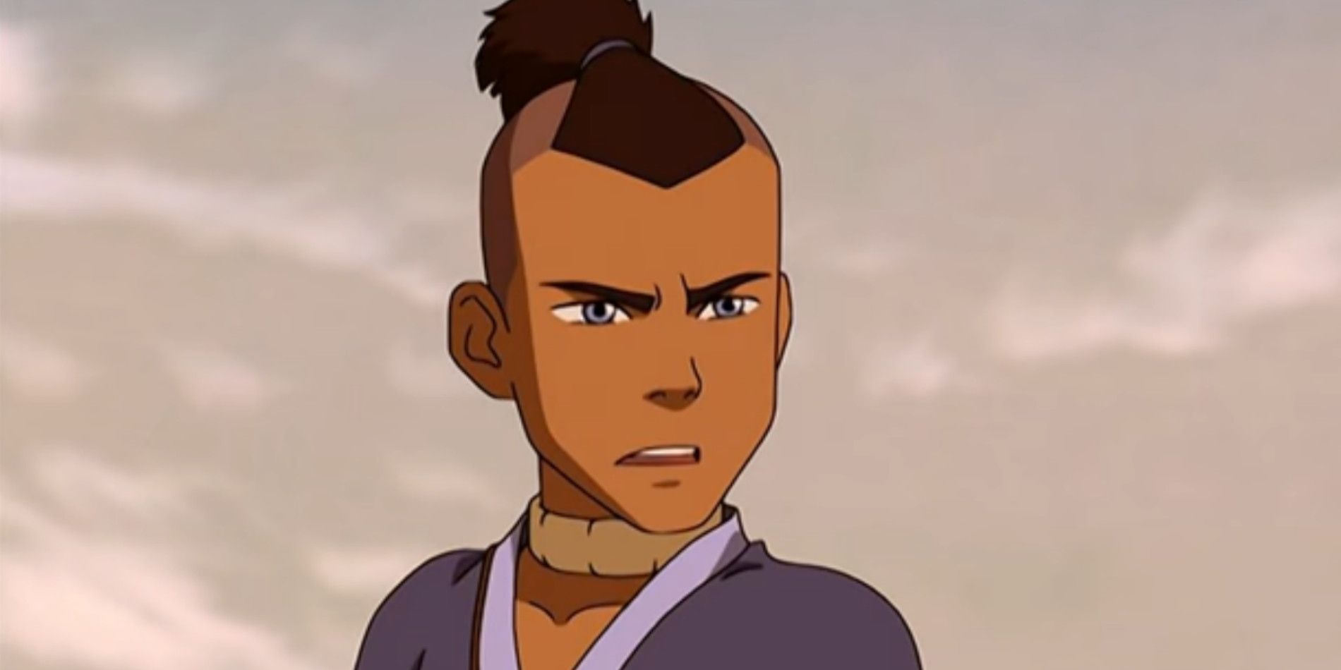 Sokka parece um pouco perplexo em Avatar The Last Airbender.