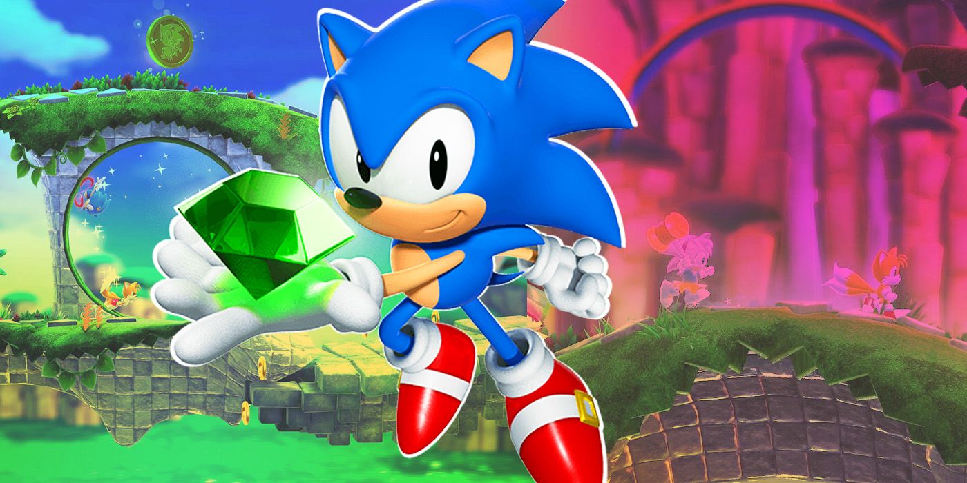 Sonic holding a gem on Sonic Superstar