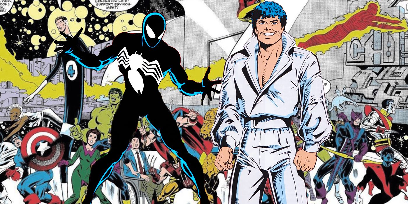 Symbiote Spider-Man and the Beyonder in Secret Wars (1984)