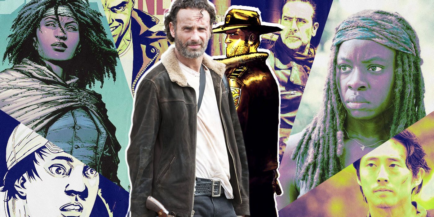 Split Images of The Walking Dead Characters on live action and comic