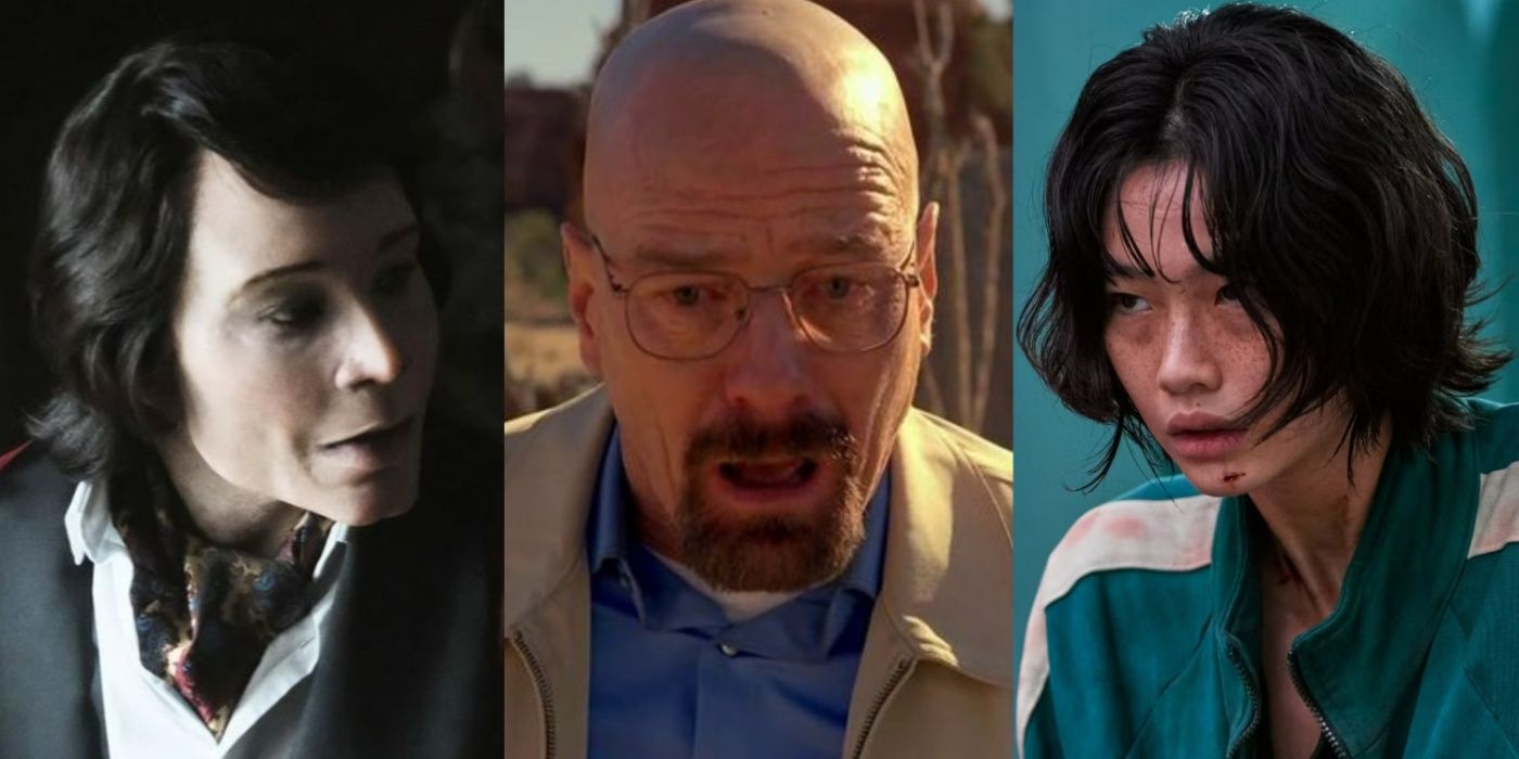 A split image of Atlanta's Teddy Perkins, Breaking Bad's Walter White, and Squid Game's Kang Sae-byeok
