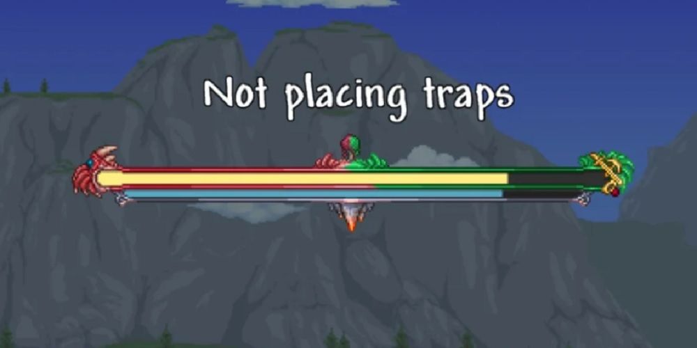 A tela de carregamento em Terraria ao criar um mundo No Traps