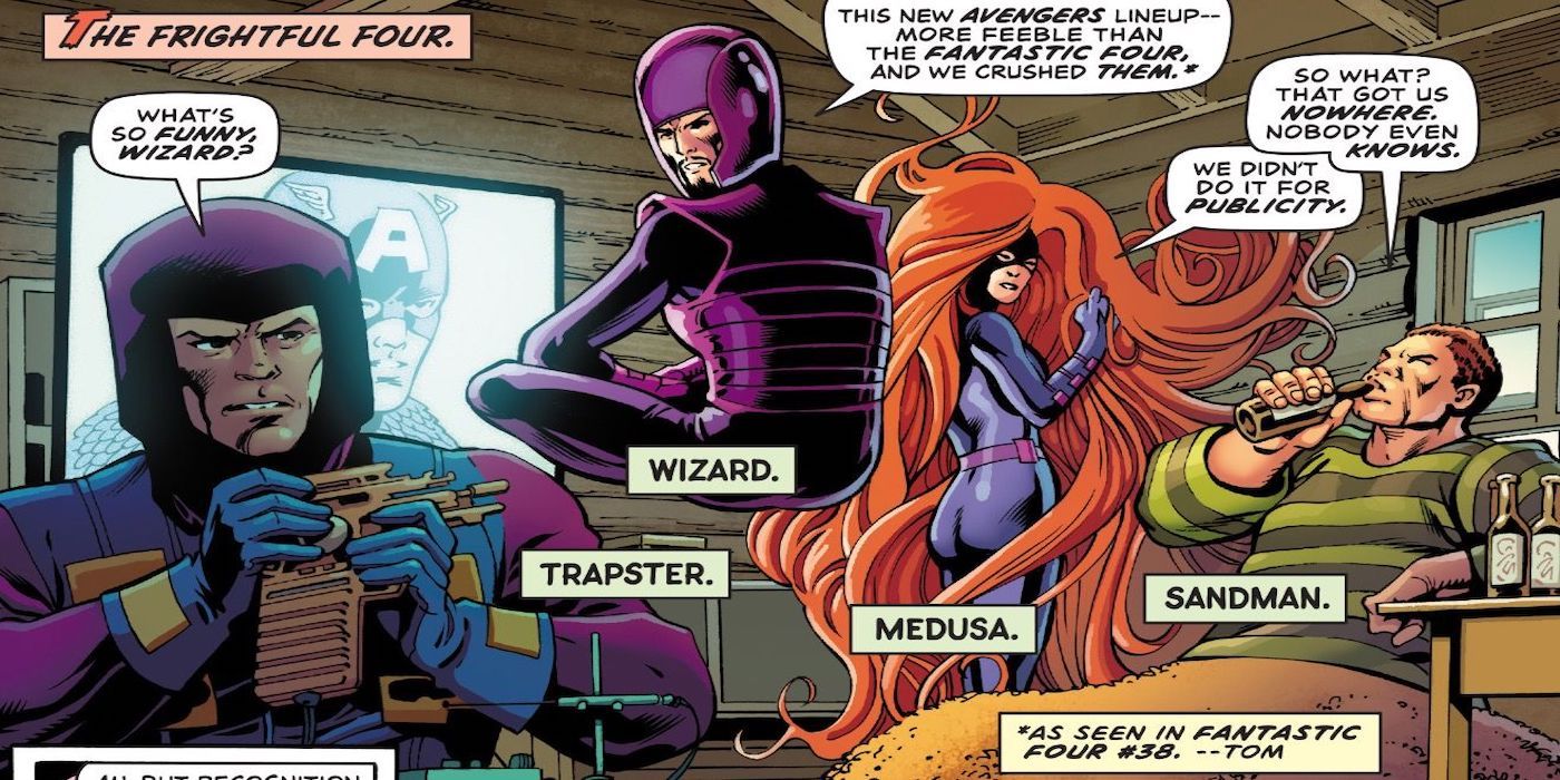 The Frightful Four, Trapster, Wizard, Medusa e Sandman, se encontram na Marvel Comics