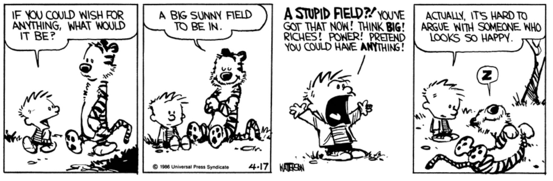 The sunny field in Calvin and Hobbes