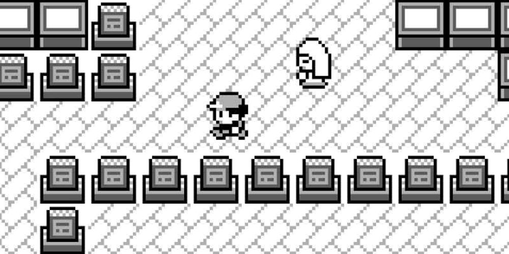 Treinador caminhando pela Torre Pokémon de Lavender Town em Pokémon Red.