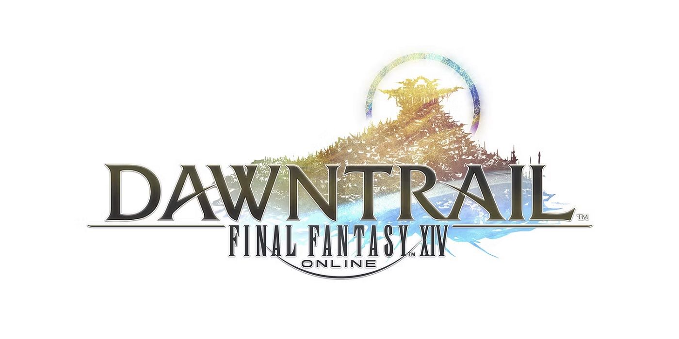 The official logo for the Final Fantasy XIV expansion Dawntrail by series artist Yoshitaka Amano.