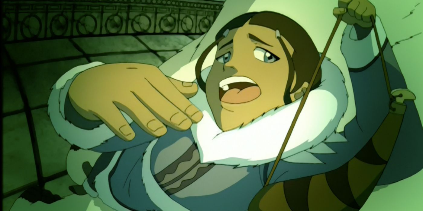 Momo’s point of view: Katara speaking gibberish while holding out a canteen to him from Avatar: The Last Airbender. 