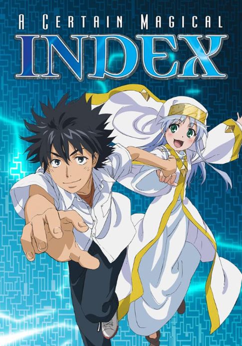 A Certain Magical Index anime poster with Touma and Index running