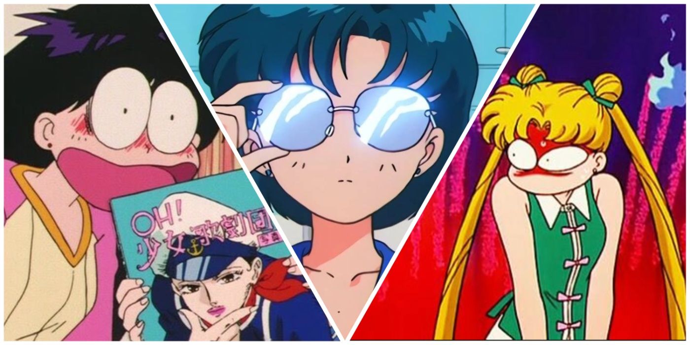Rei, Ami, and Usagi look silly in Sailor Moon anime.