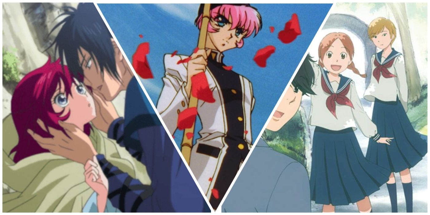 The cast of shojo series, Yona of the Dawn, Revolutionary Girl Utena, and Sweet Blue Flowers