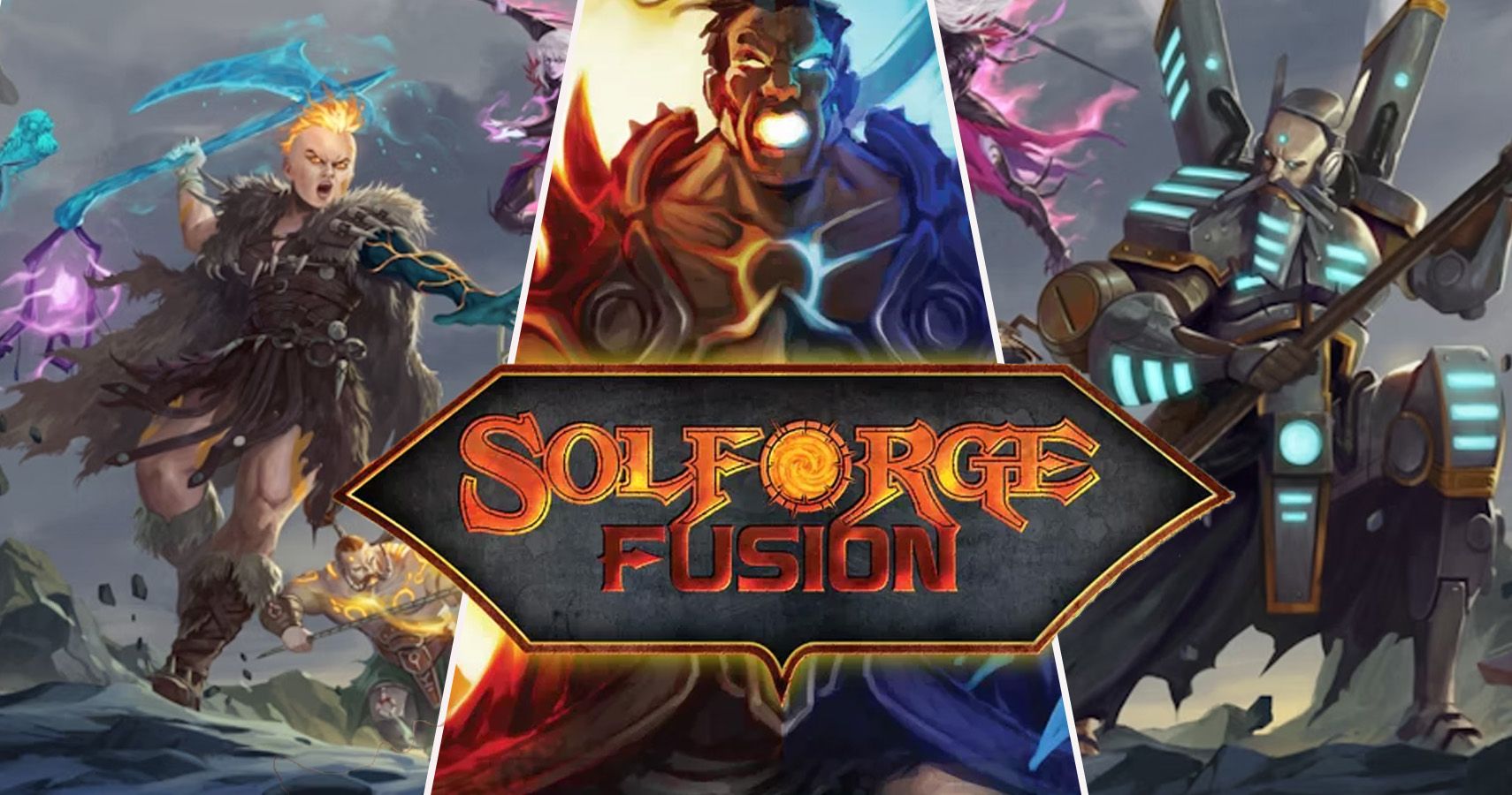 a split image of art from solforge fusion