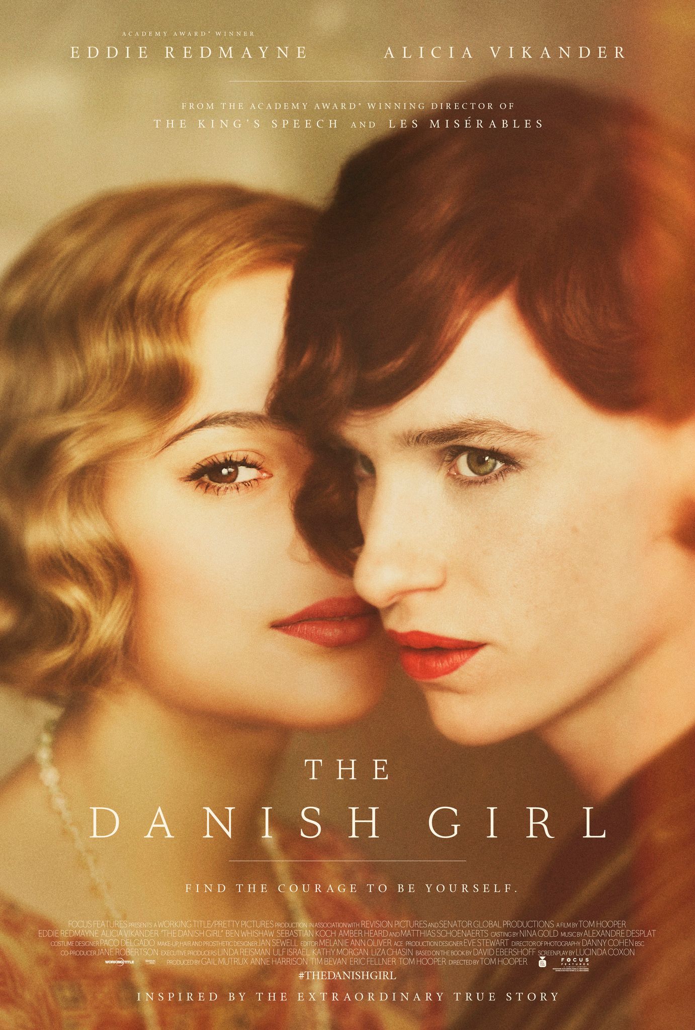 Alicia Vikander and Eddie Redmayne on the cover of The Danish Girl