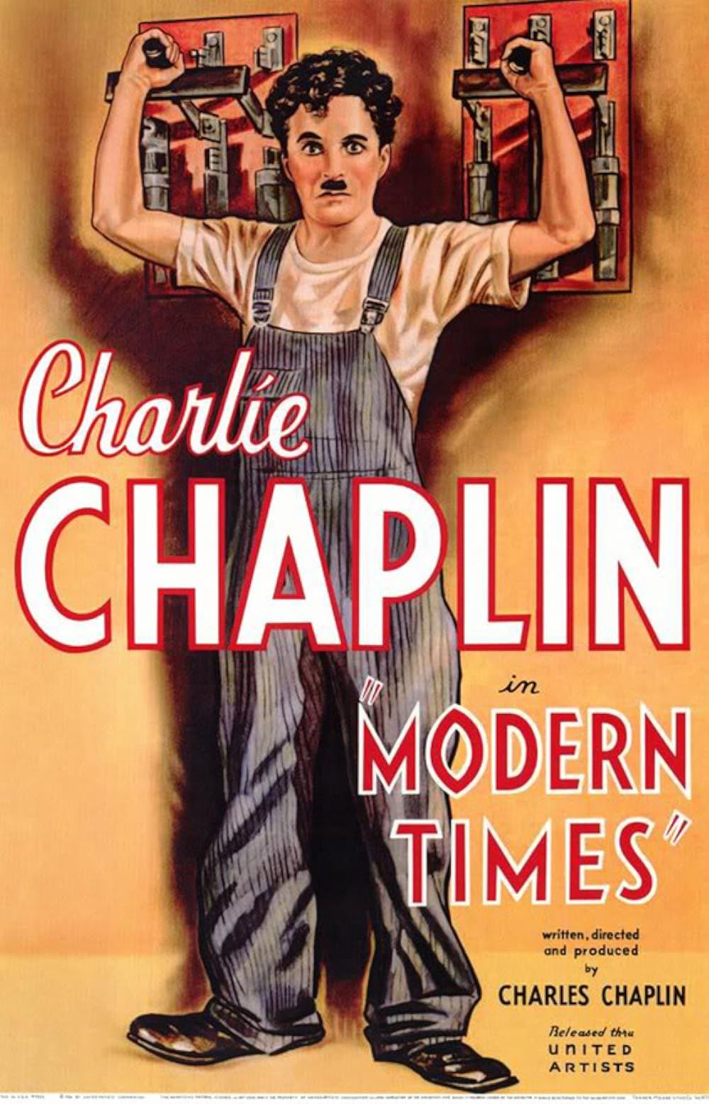 An Illustration of Charlie Chaplin on the Modern Times Poster