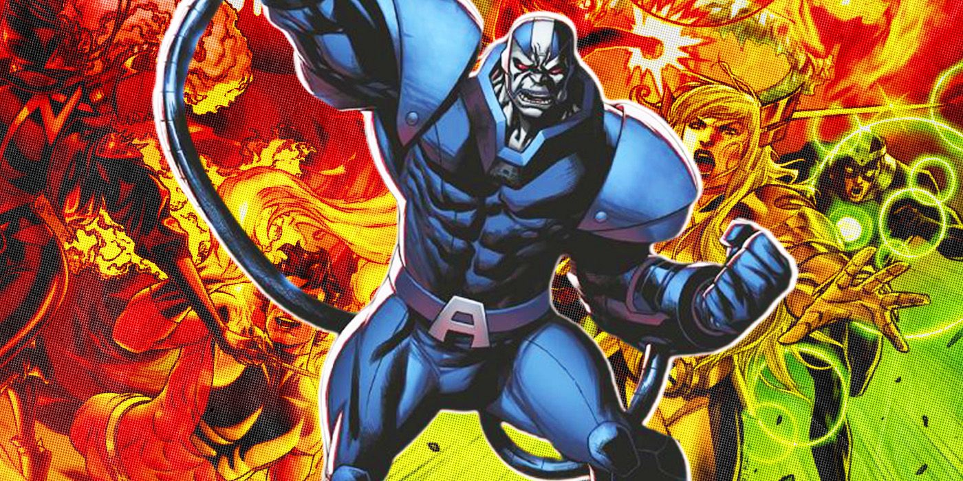 Apocalipse posando sobre o Arakki em X Men: Red #17