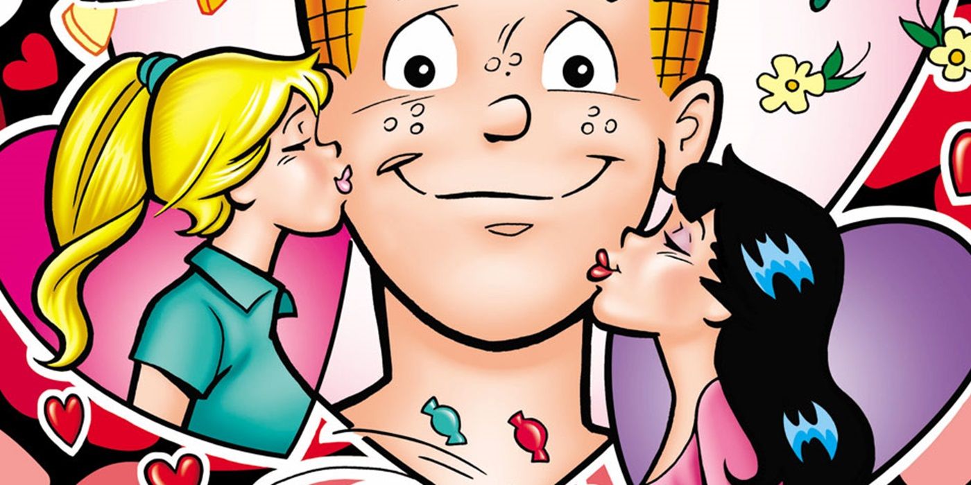 Archie kissed by Betty and Veronica